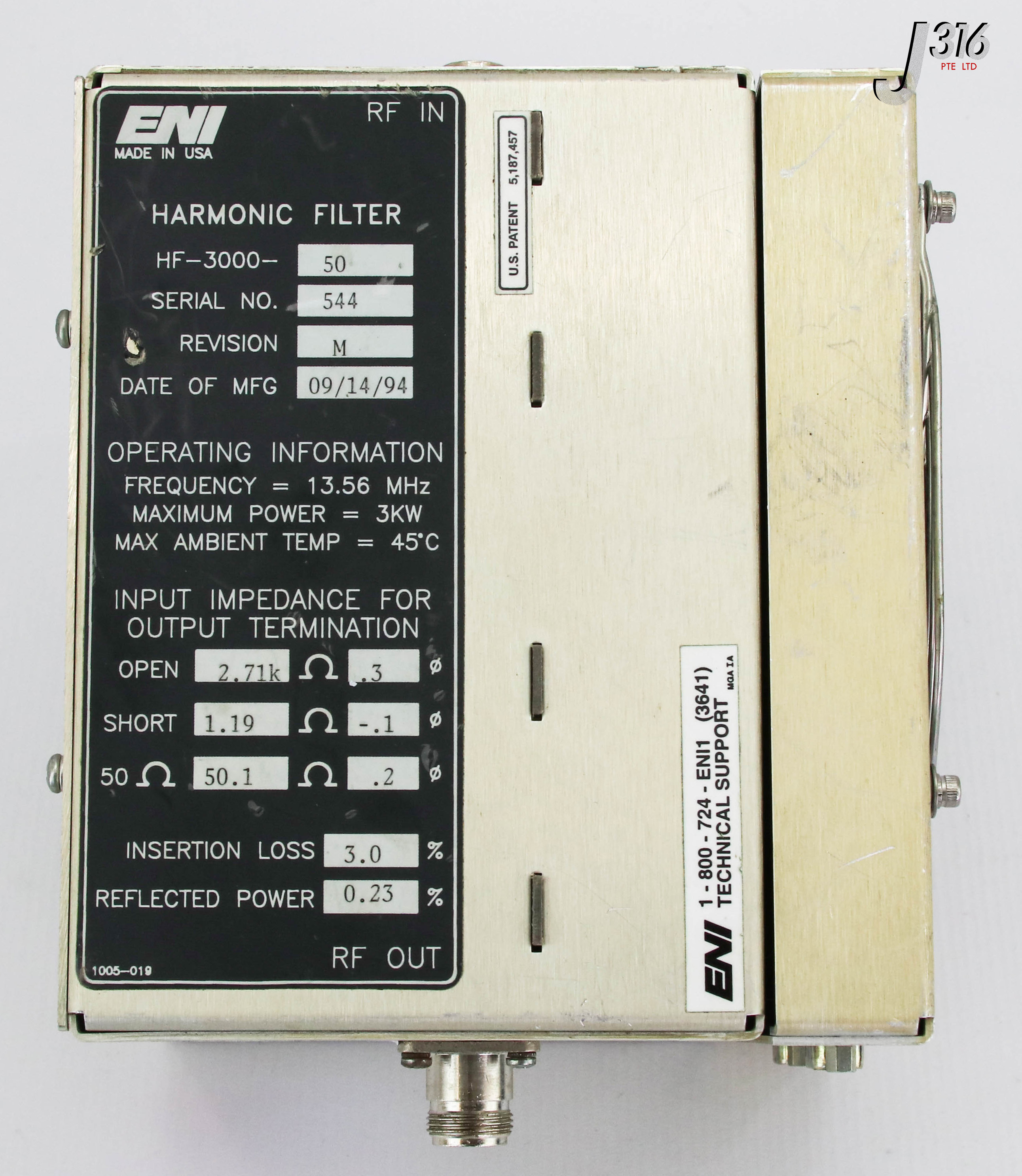 ！ 15860 ENI HARMONIC FILTER, 3 KW, 13.56 MHZ HF-3000-50 | eBay